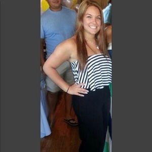 Striped, loose fitting jumpsuit